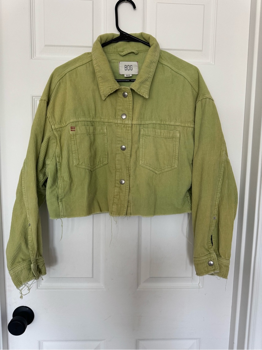Vintage BDG Brooklyn Green Lime Corduroy Cropped Jacket Acid Wash Boho Size M